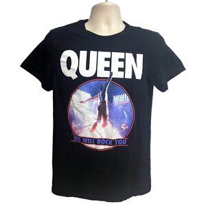 Queen Black Graphic Band T-Shirt Medium We Will Rock You Music Freddy Mercury